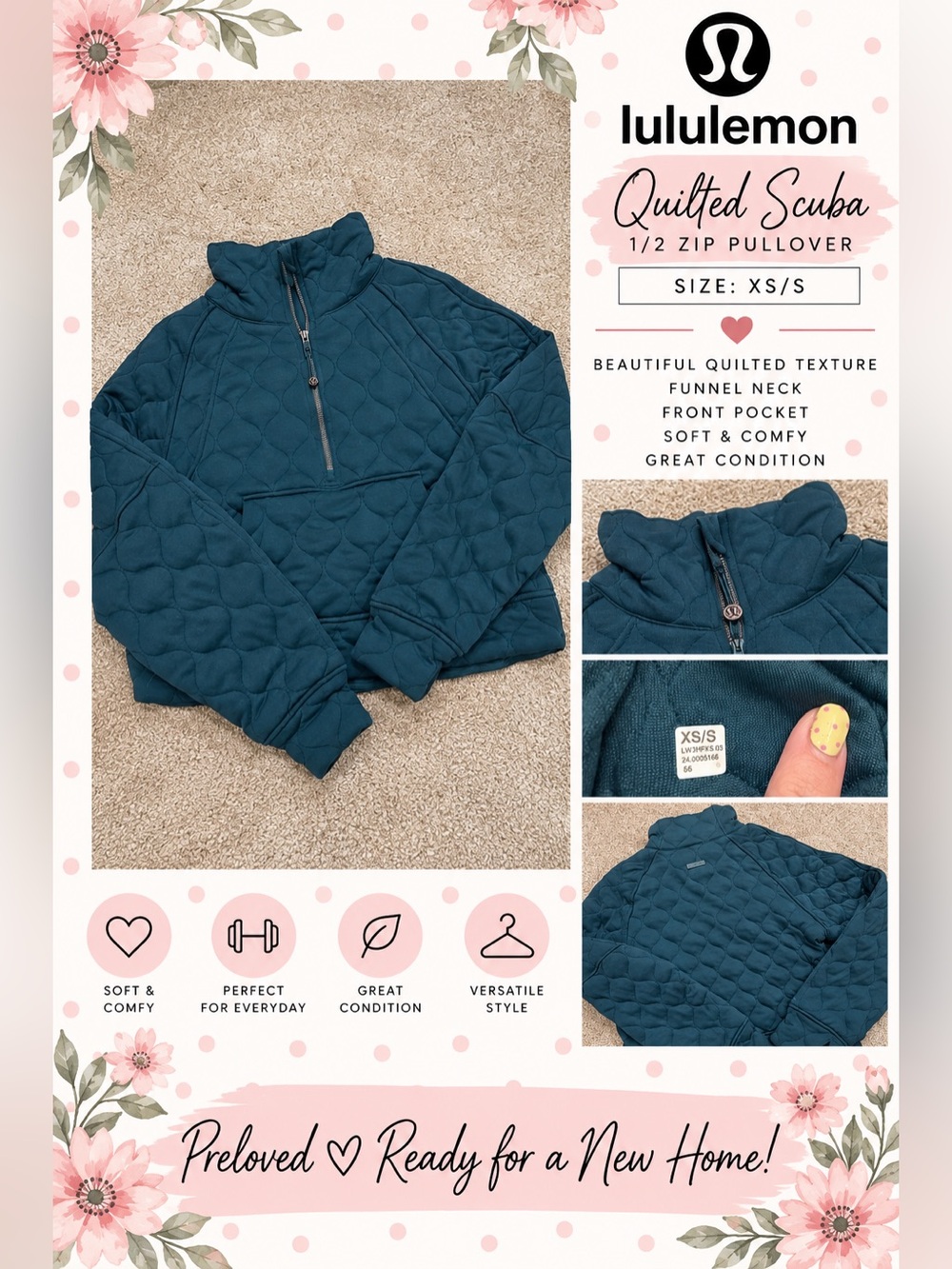 Lululemon Woman’s Quilted Half-Zip Pullover Jacket